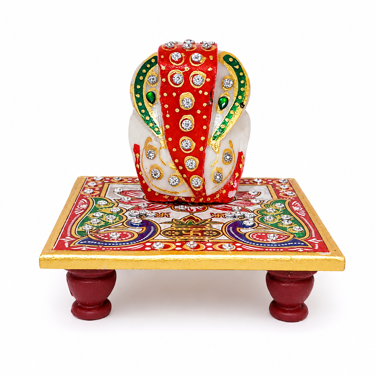 Marble Handcrafted Decorative Ganesh Chowki | Traditional Indian Puja & Festive Gift Décor