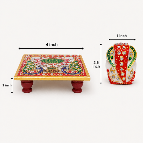 Marble Handcrafted Decorative Ganesh Chowki | Traditional Indian Puja & Festive Gift Décor