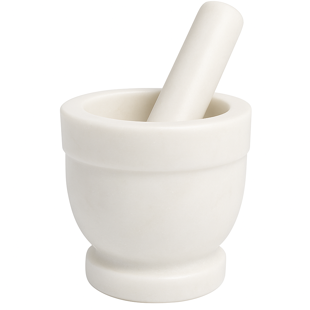 White Marble Mortar and Pestle Set | Handcrafted Stone Okhli | 4x4 inch