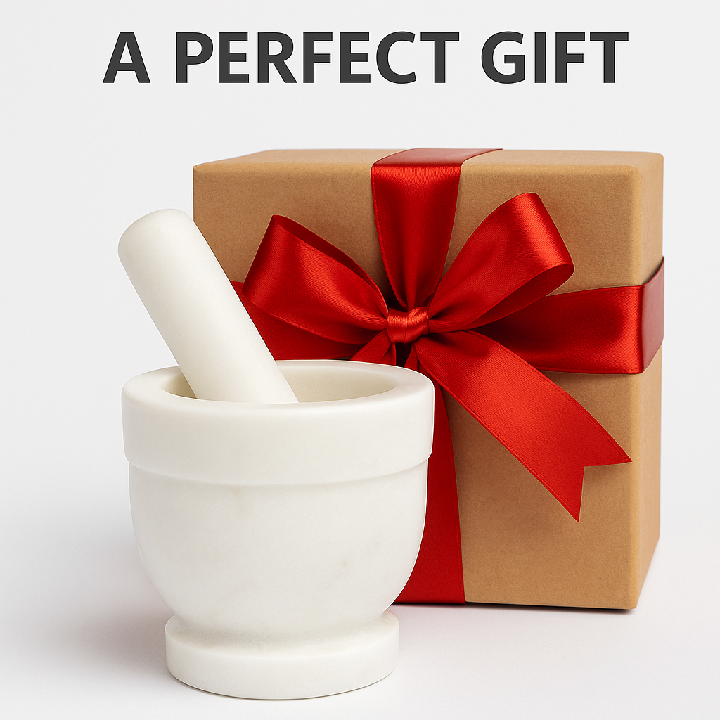 White Marble Mortar and Pestle Set | Handcrafted Stone Okhli | 4x4 inch