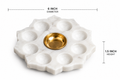 White Marble Brass Diya Holder – 6 Inch | Handcrafted Pooja Décor